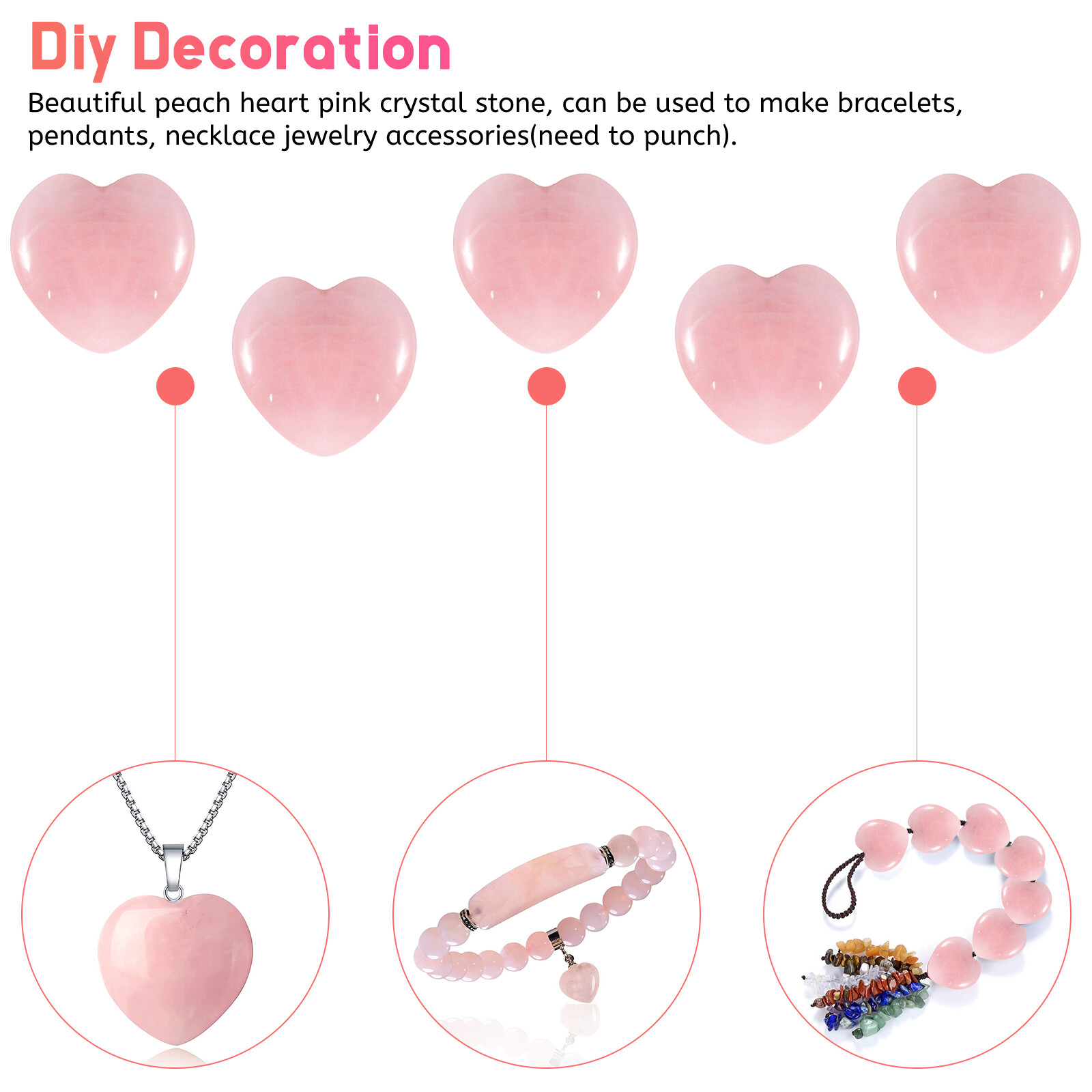 10Pcs Natural Crystal Rose Quartz Pocket Palm Worry Stones Puff Heart Healing