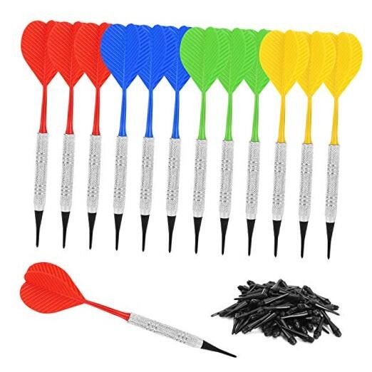 Soft Tip Darts - Bar Dart - Plastic Tip Darts Set - Attach Extra 100 12 Silver