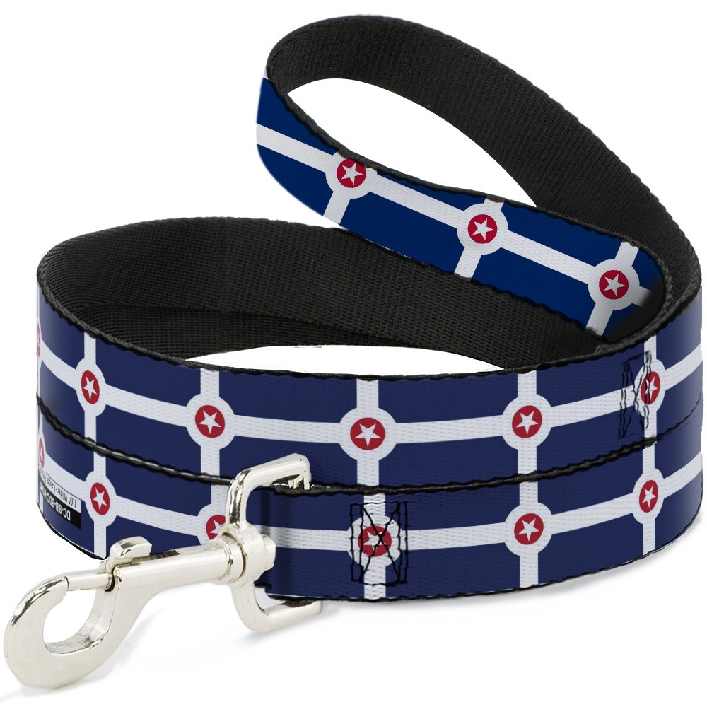 Dog Leash Indianapolis Flag Navy Blue/White/Red NARROW 0.5"