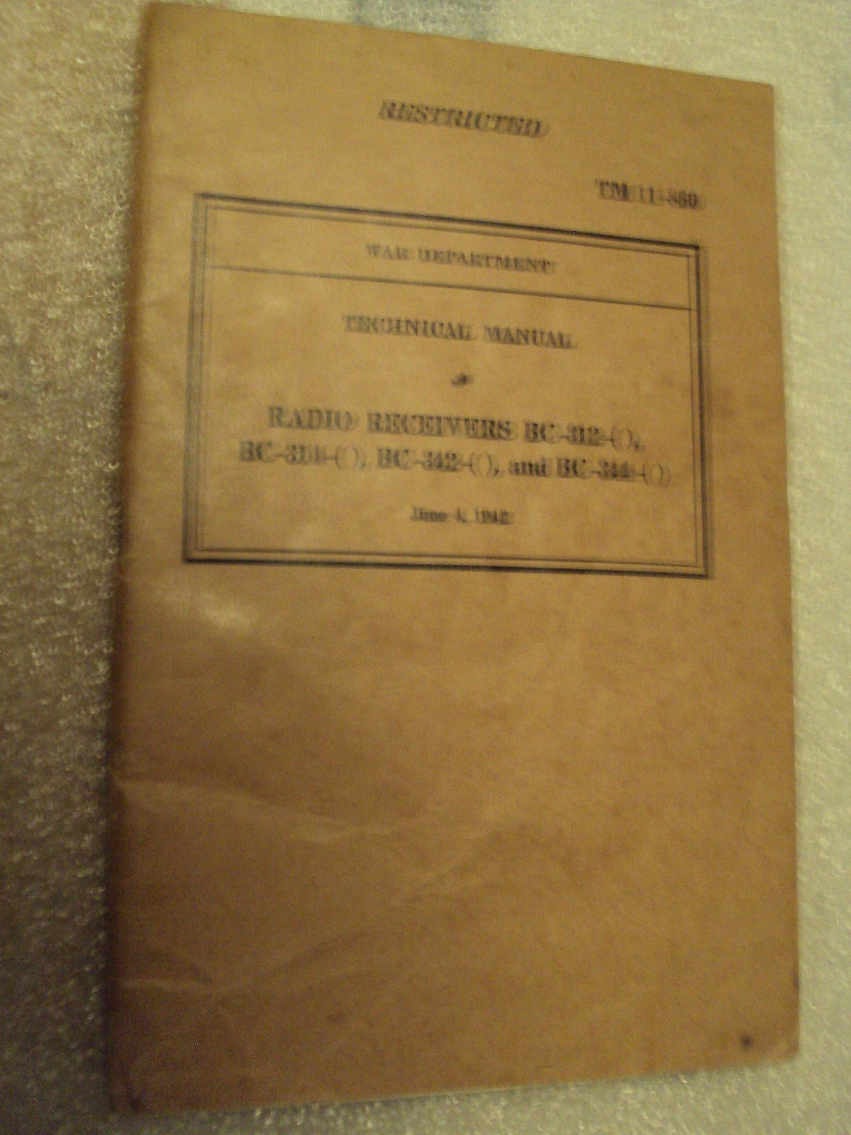 Manual: Radio Receiver BC-312, 314, 342, 344; TM 11-850; 96 pages; June 4, 1942
