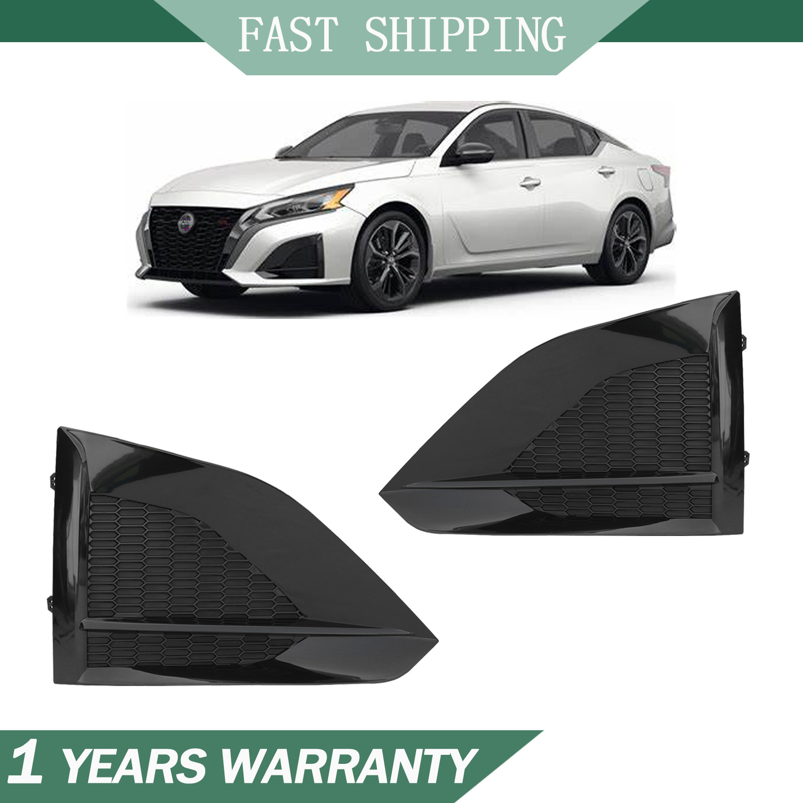 For 2023-2024 Nissan Altima Front Bumper Fog Light Cover Black Bezel Right&Left
