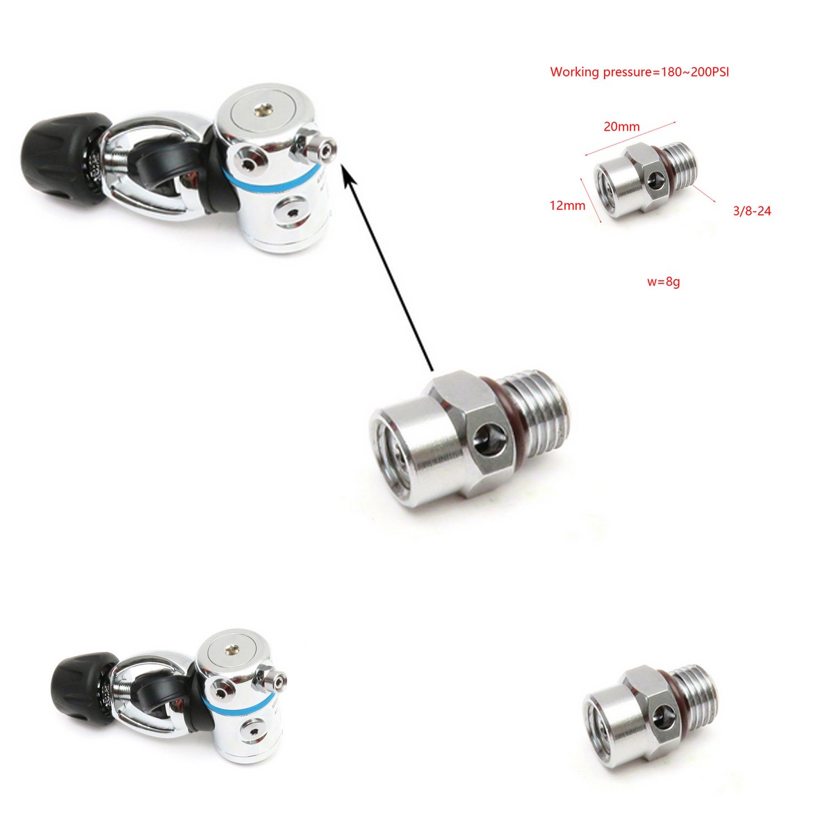 Scuba Diving Over Pressure Din First Stage Valve OPV 180 - 200 PSI Adaptor Parts