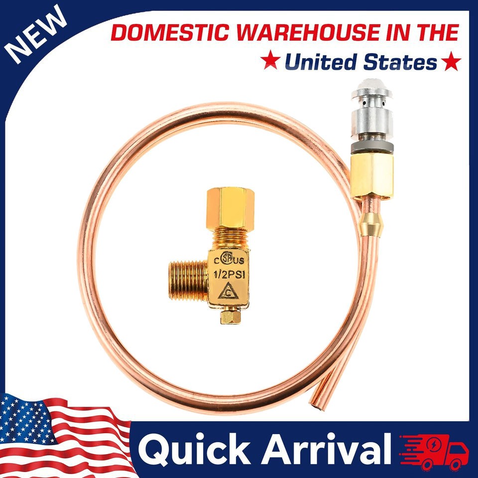 Range Oven 3/16" OD X 20" Copper Pipe Bendable Pilot Burner Tube with Valve