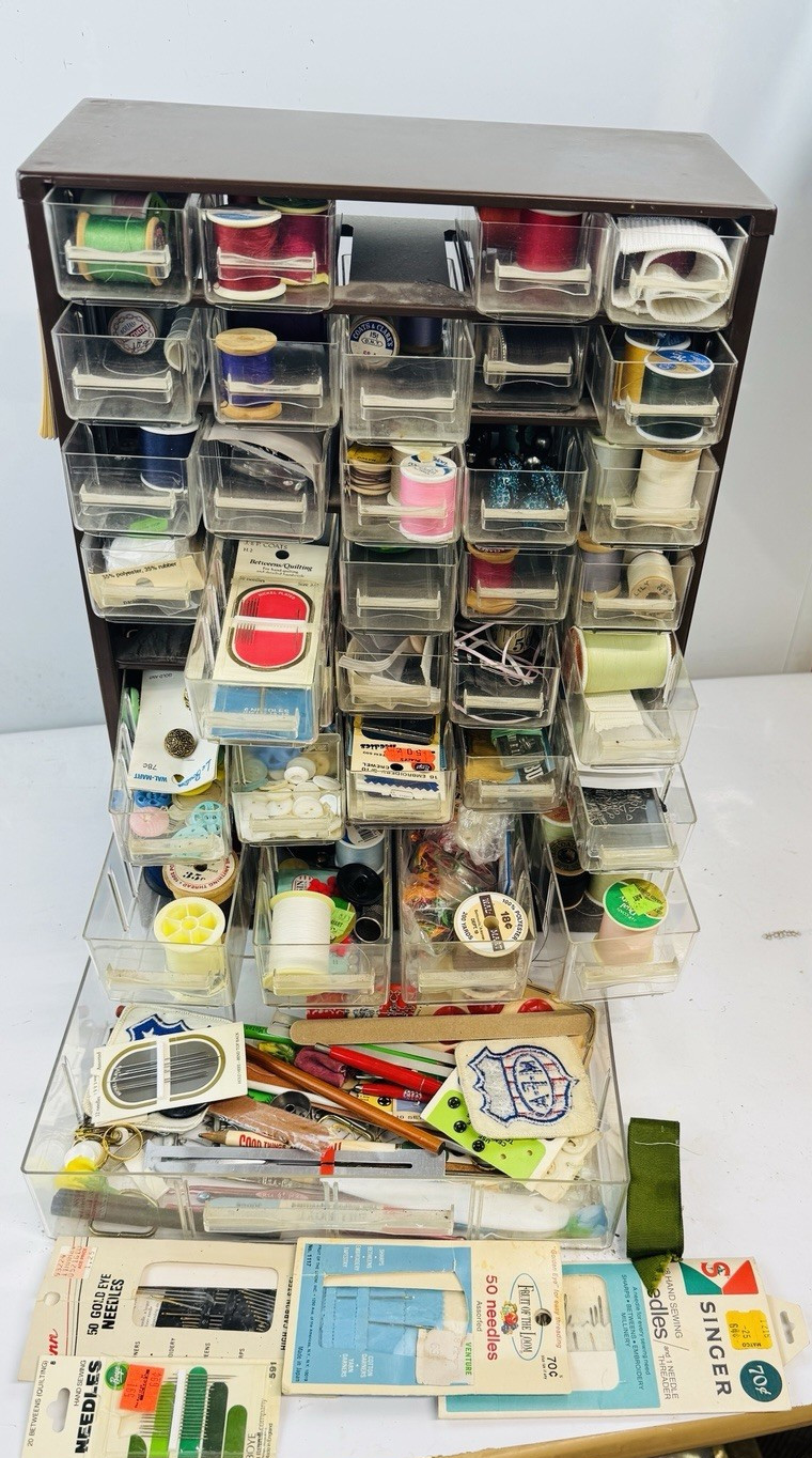 Lot Vintage Sewing RAACO Metal Storage Cabinet Small Parts Organizer 35-Drawer