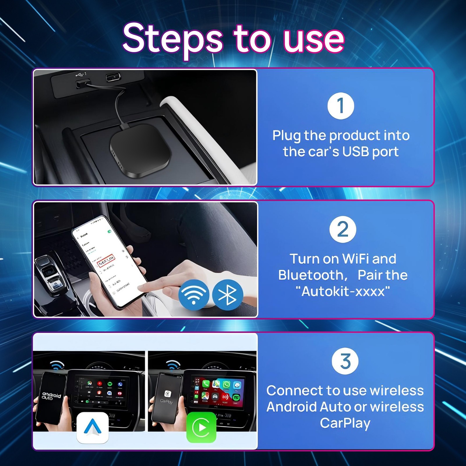 Wireless CarPlay AI box Android Auto WIFI Adapter Converter w/Netflix YouTube