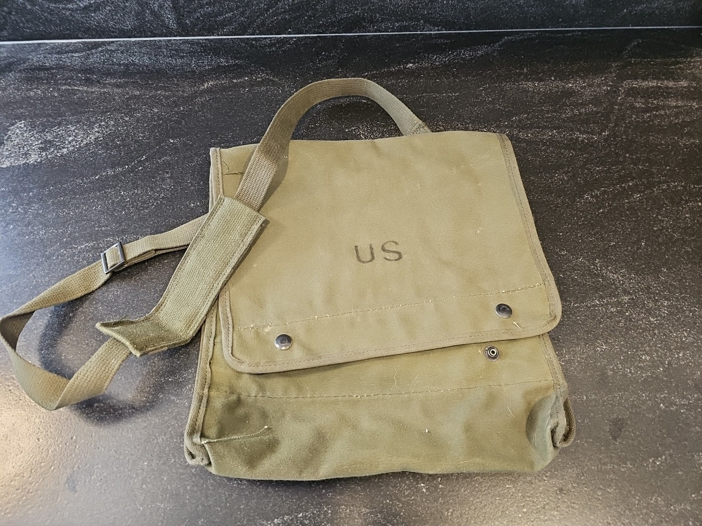 US Military army Map Photograph Canvas  Field Bag Case Satchel OD green Vintage