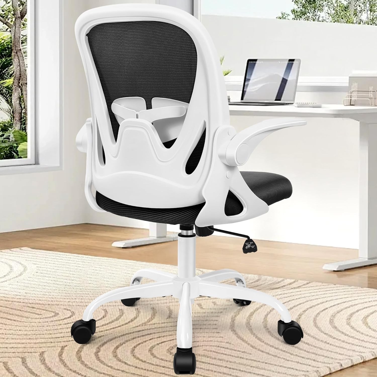 Elite Ergonomic Computer Chair - Adjustable Lumbar Support, Swivel Base, White