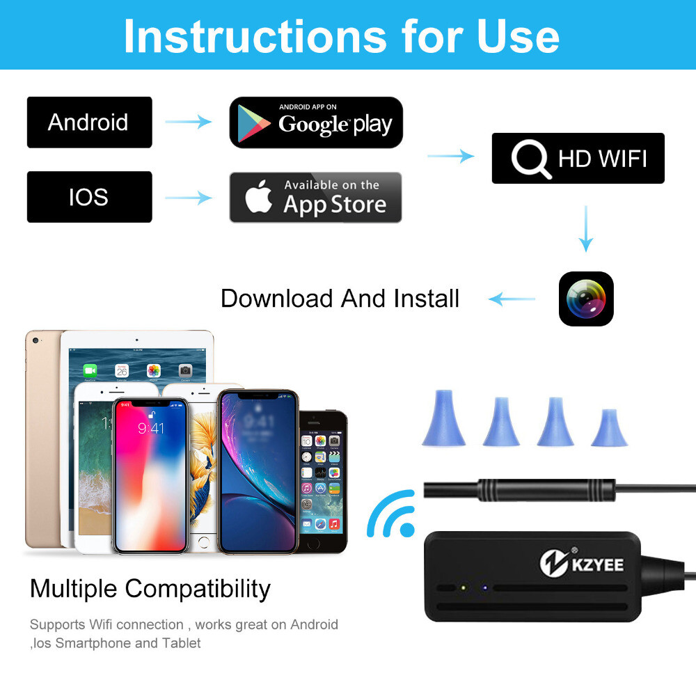 6 LED 1080P HD Snake Endoscope Borescope Inspection Camera for IOS Android