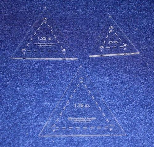 Quilt Templates- 3 Piece Set Half Sizes .75, 1.25, 1.75- Equilateral Triangles A