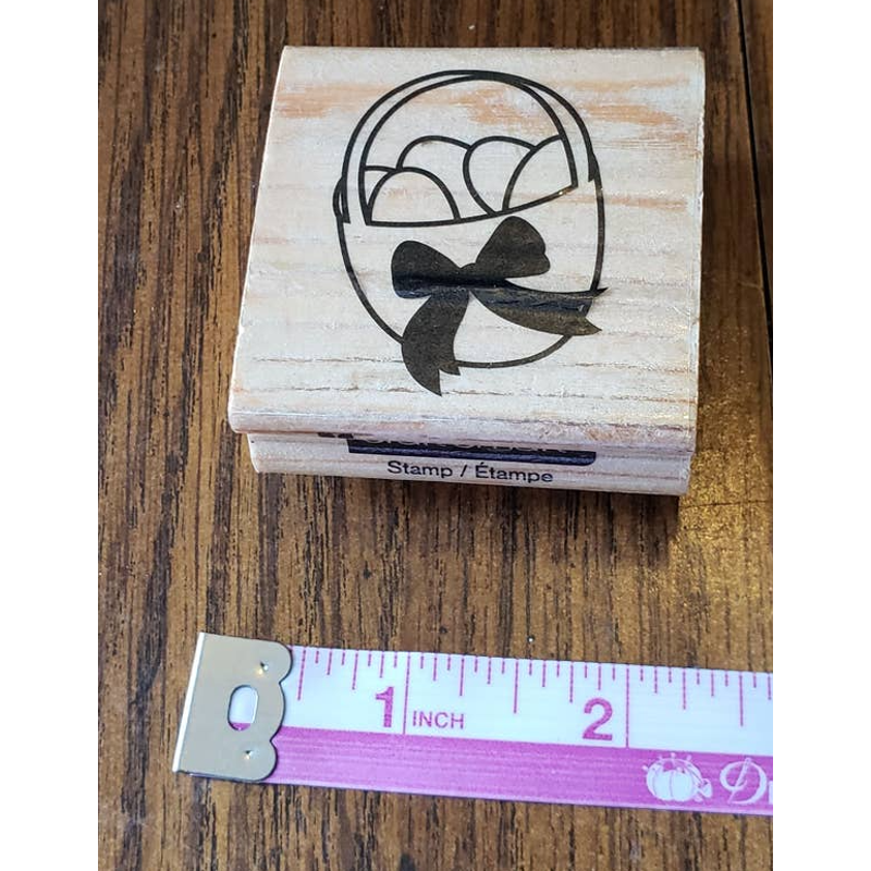 Spring Easter Basket With Eggs Craftsmart Wood Mounted Rubber Stamp