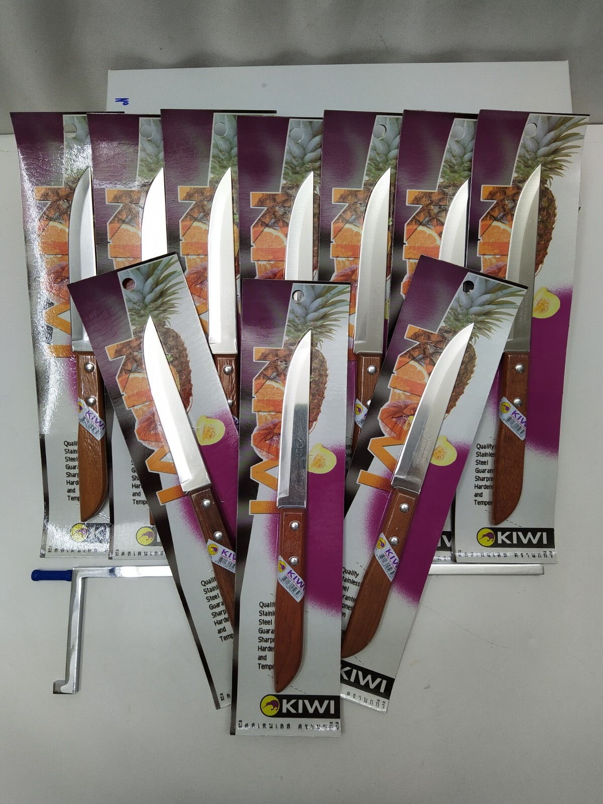 Lot of 10 KIWI Utility Knife 501 Stainless Steel Wood Handle - Made in Thailand