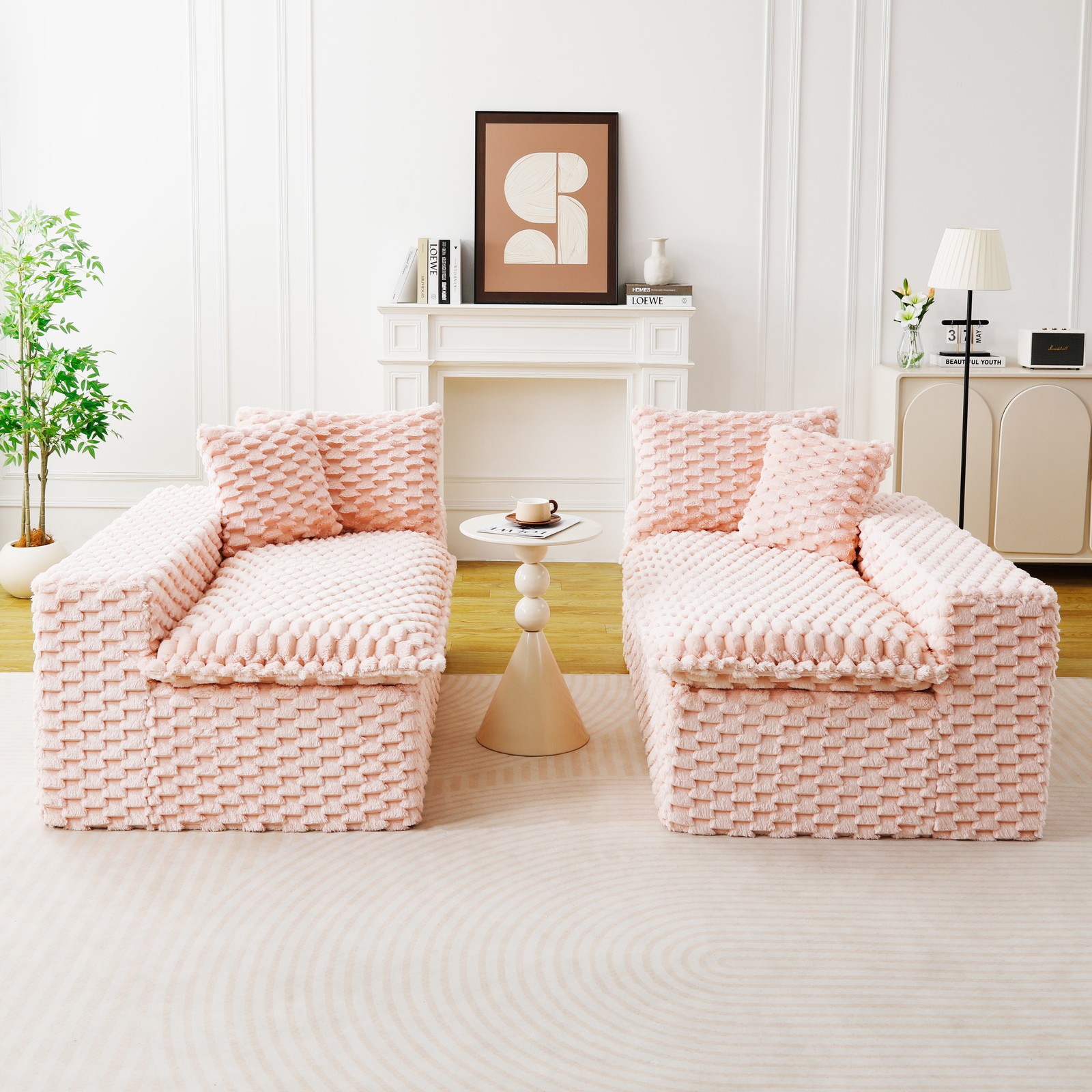Luxury Pink Turtle Velvet Multifunctional Sofa - Arrangeable in Single Row, Sid