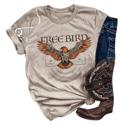 Country Music and Beer Funny Drinking Shirt for Women Large Bird-cream Grey