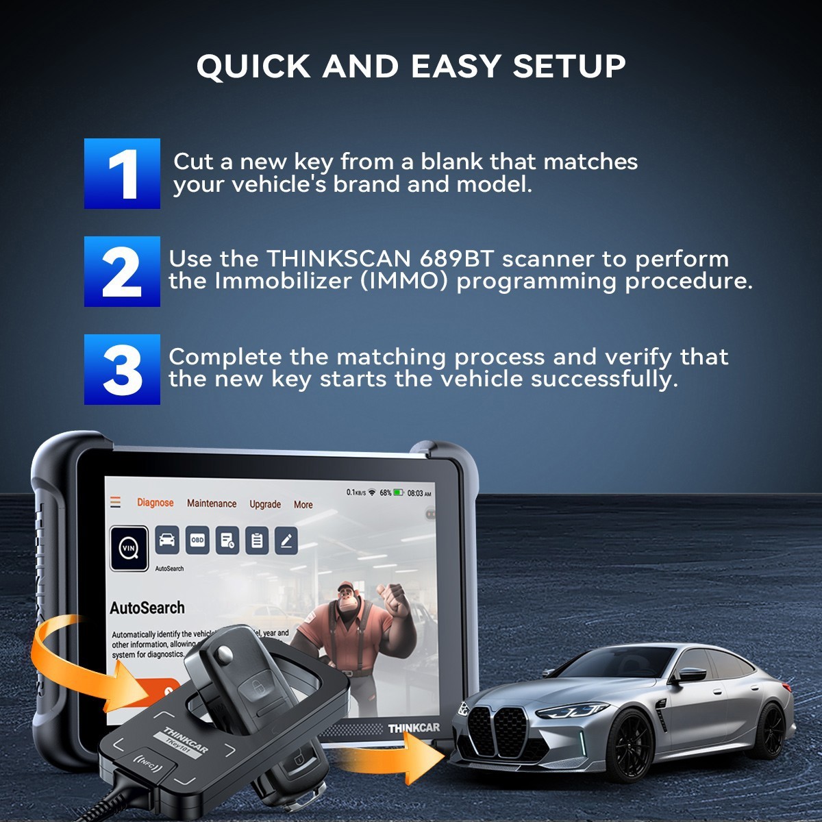 For 689BT 892B TKEY 101THINKCAR Key Programmer Equipment &6 Unit Remote Keys