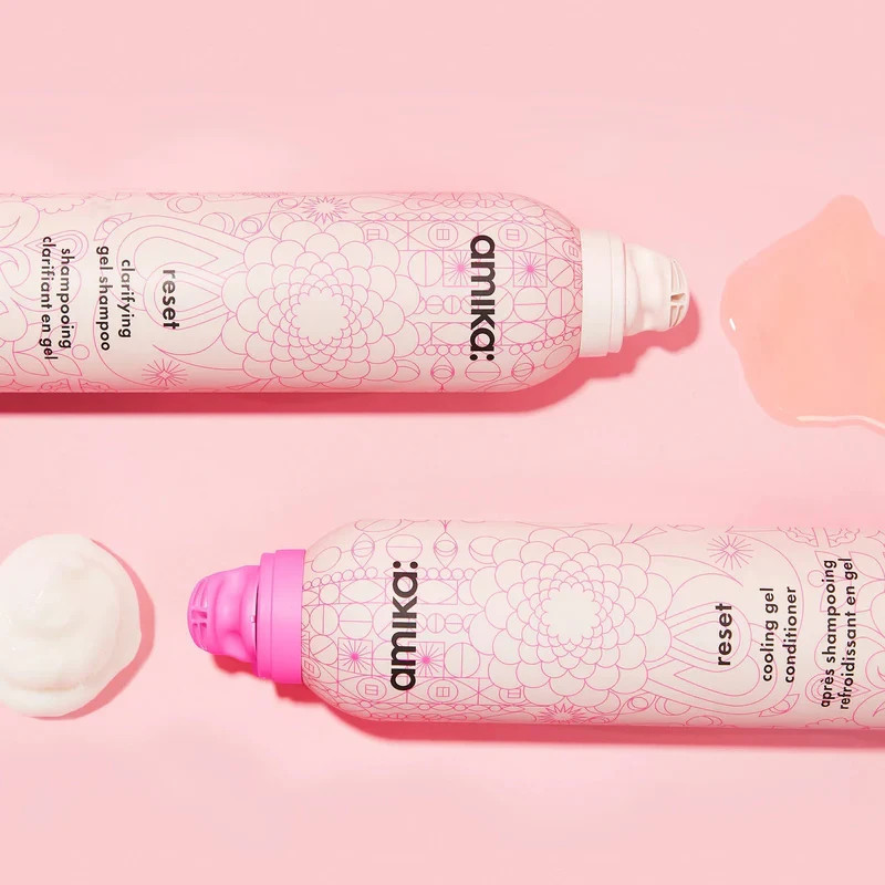 Amika Reset Clarifying Gel Shampoo & Reset Cooling Gel Conditioner 6.7 oz Duo