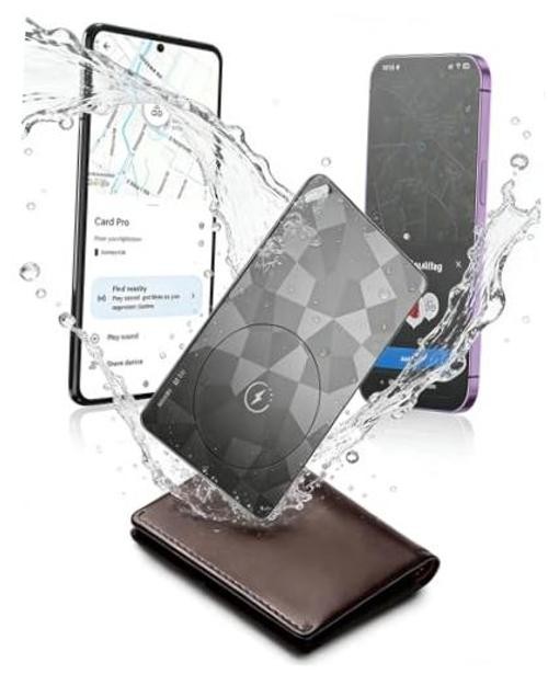 Wallet Tracker Card (iOS and Android), 6-12 Years Battery GPS Smart 1PACK BLACK
