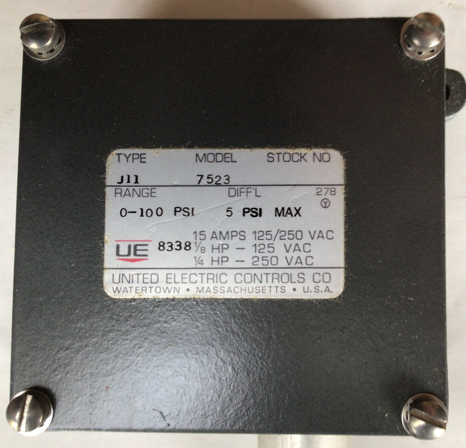 United Electric Controls Pressure Switch J11-7523