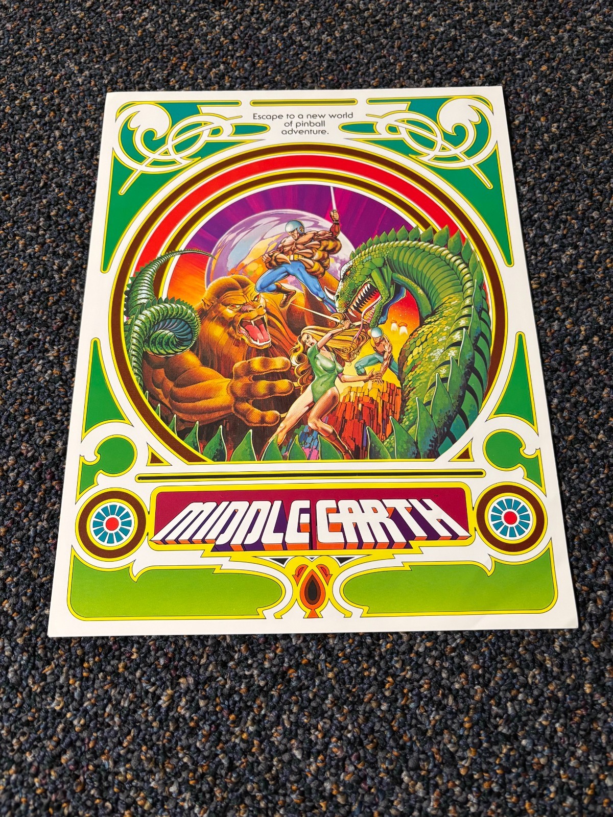 1978 ATARI MIDDLE EARTH  FACTORY ORIGINAL FOLD OUT PINBALL FLYER