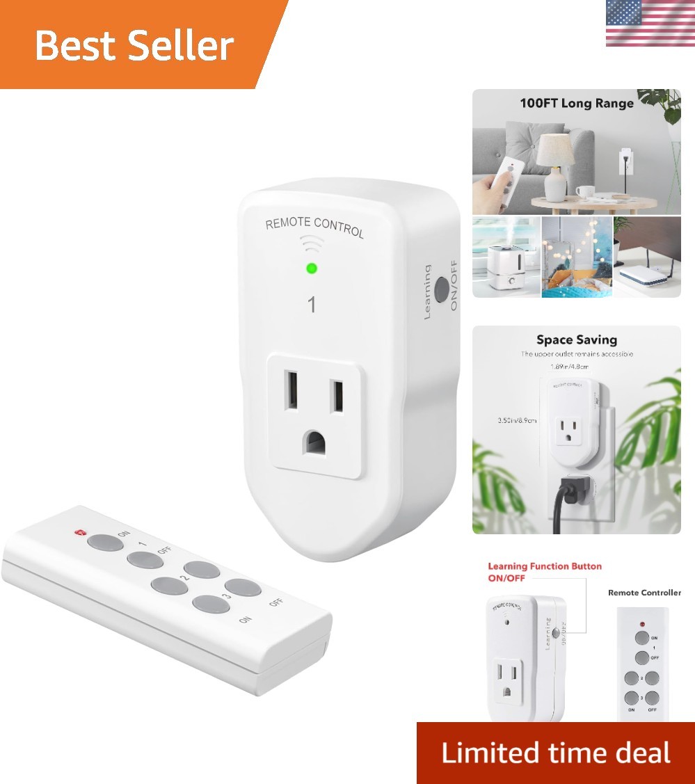 Wireless Remote Control Outlet - 100ft Long Range for Lights & Appliances
