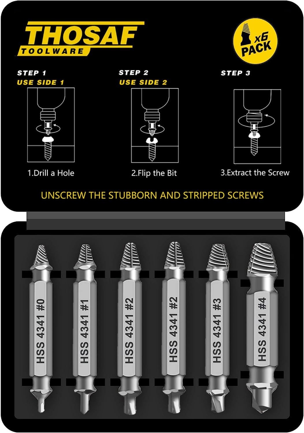 6-Piece Screw Extractor Set - Essential Tools for Rusty Screw Removal