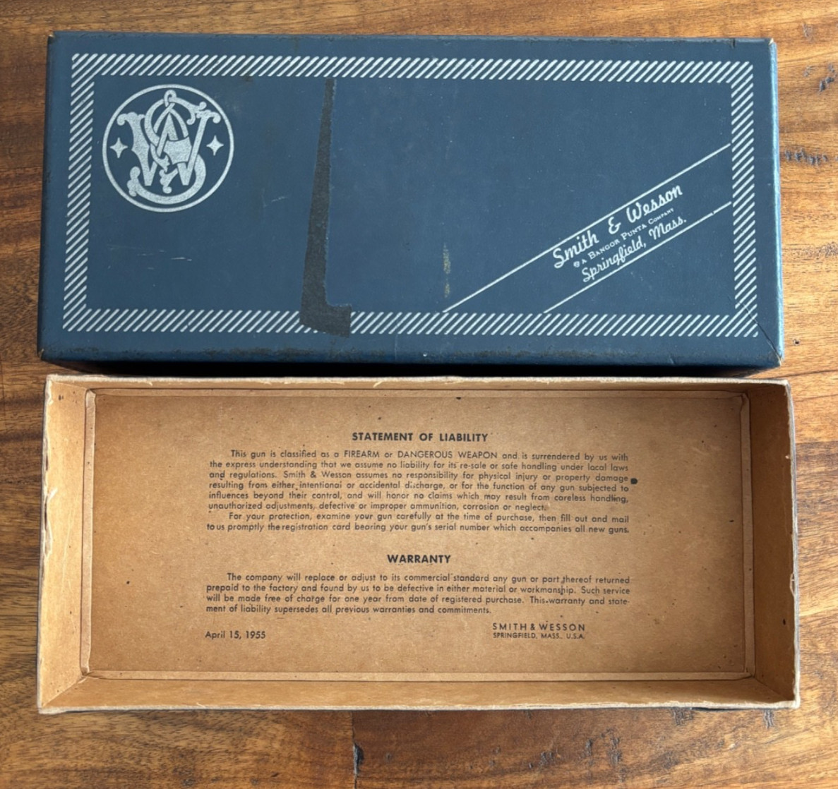 1955 Factory Original Smith & Wesson .38 Chiefs Special Blue Box  - 2" x 11"