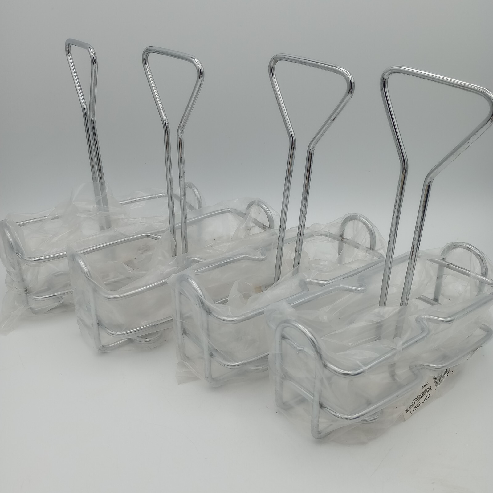 Restaurant Lot Of 4 Winco WH-3 Square Oil and Vinegar Holder 6 Oz Chrome Plated
