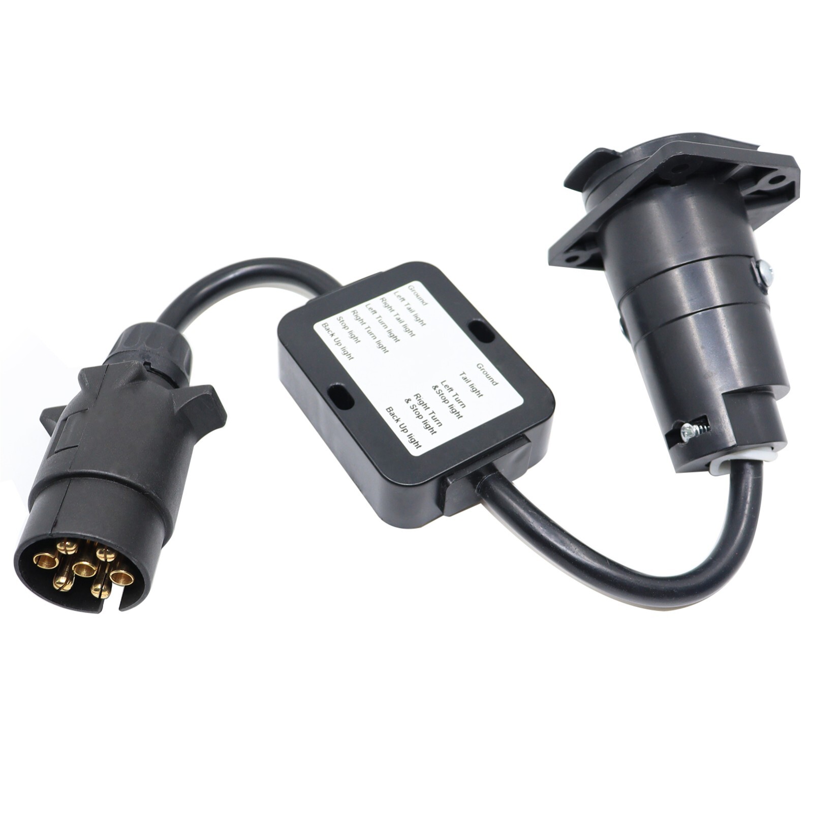Trailer Light Converter for European Round 7-Pin Plug to USA 7-Way Blade Adapter