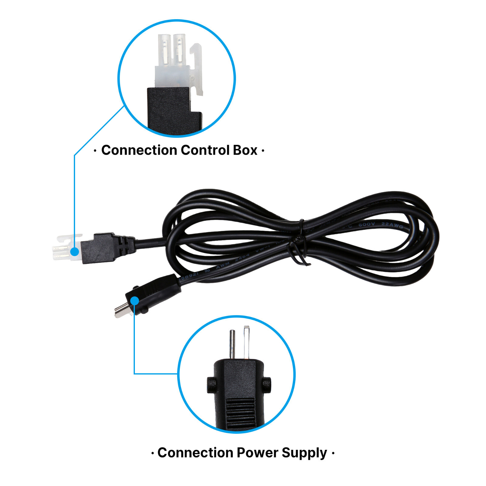 Adjustable Bed Base Input Power Cord Calbe for Tempurpedic Ergo Power Prong