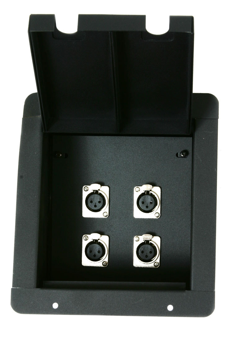 Recessed Audio Stage Floor Pocket Box w/4 -XLR Female Mic Connectors Elite Core