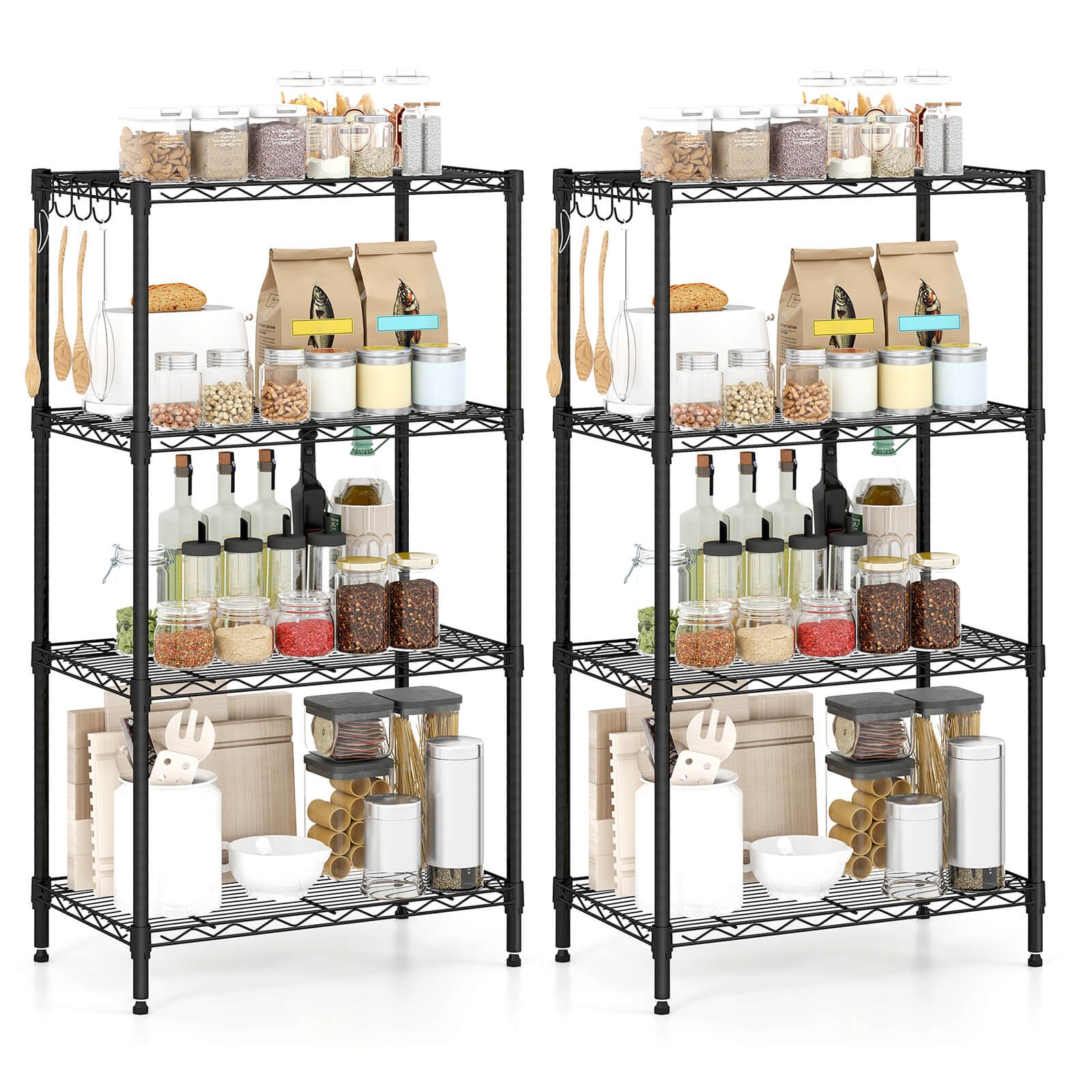 2PCS Metal Storage Shelving Unit 600 LBS Storage Organizer with V-Shaped Rack