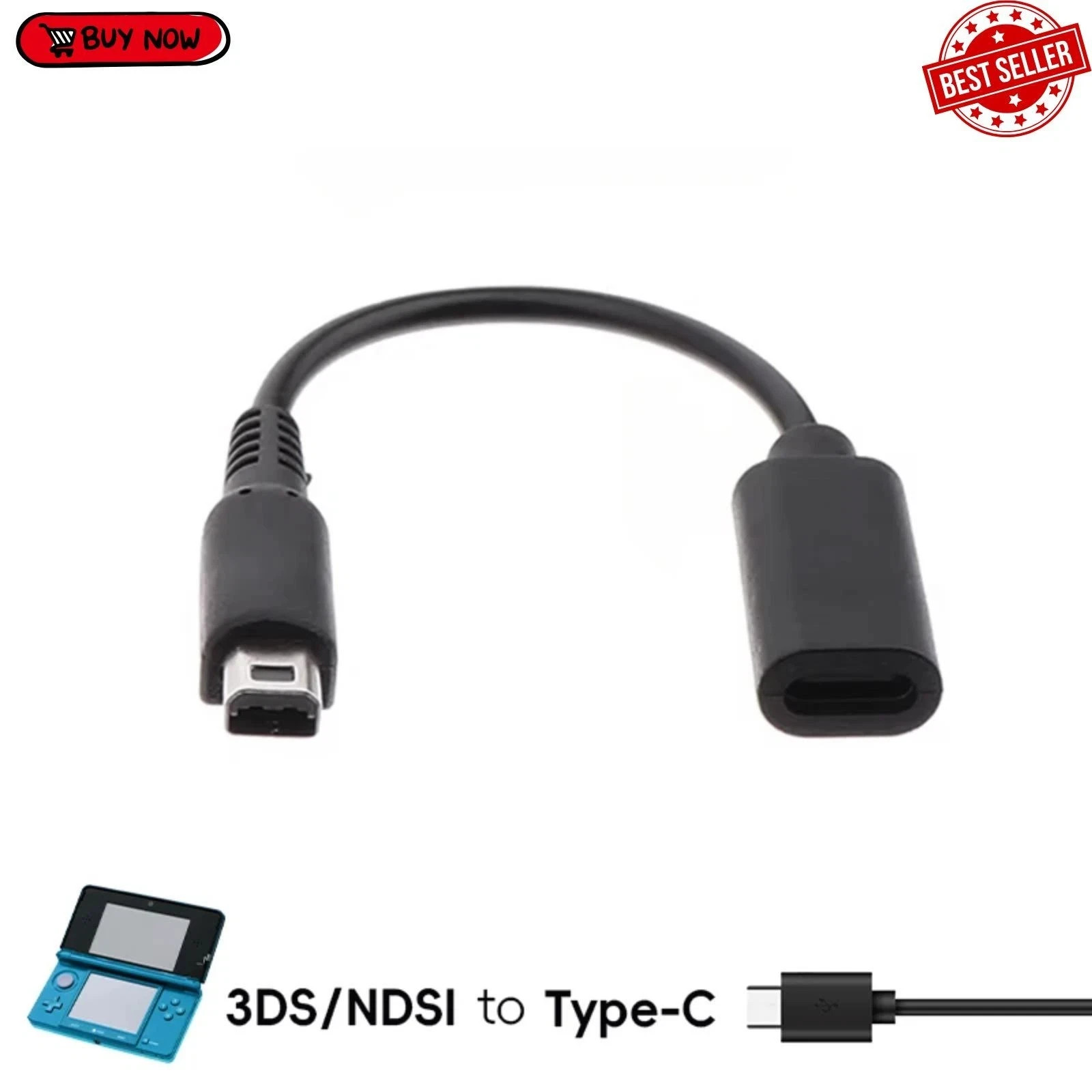 USB Type-C Adapter Converter Charger Cable for Nintendo New/3DS/2DS/DSi/XL/LL
