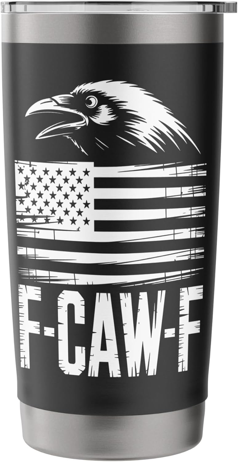 F-CAW-F Black Crow FCAWF Meme US Flag Stainless Steel Insulated Tumbler 20oz