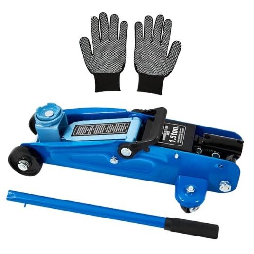 1.5 Ton Floor Jack Low Profile, Heavy-Duty Steel Racing with Single 1.5T+BLUE