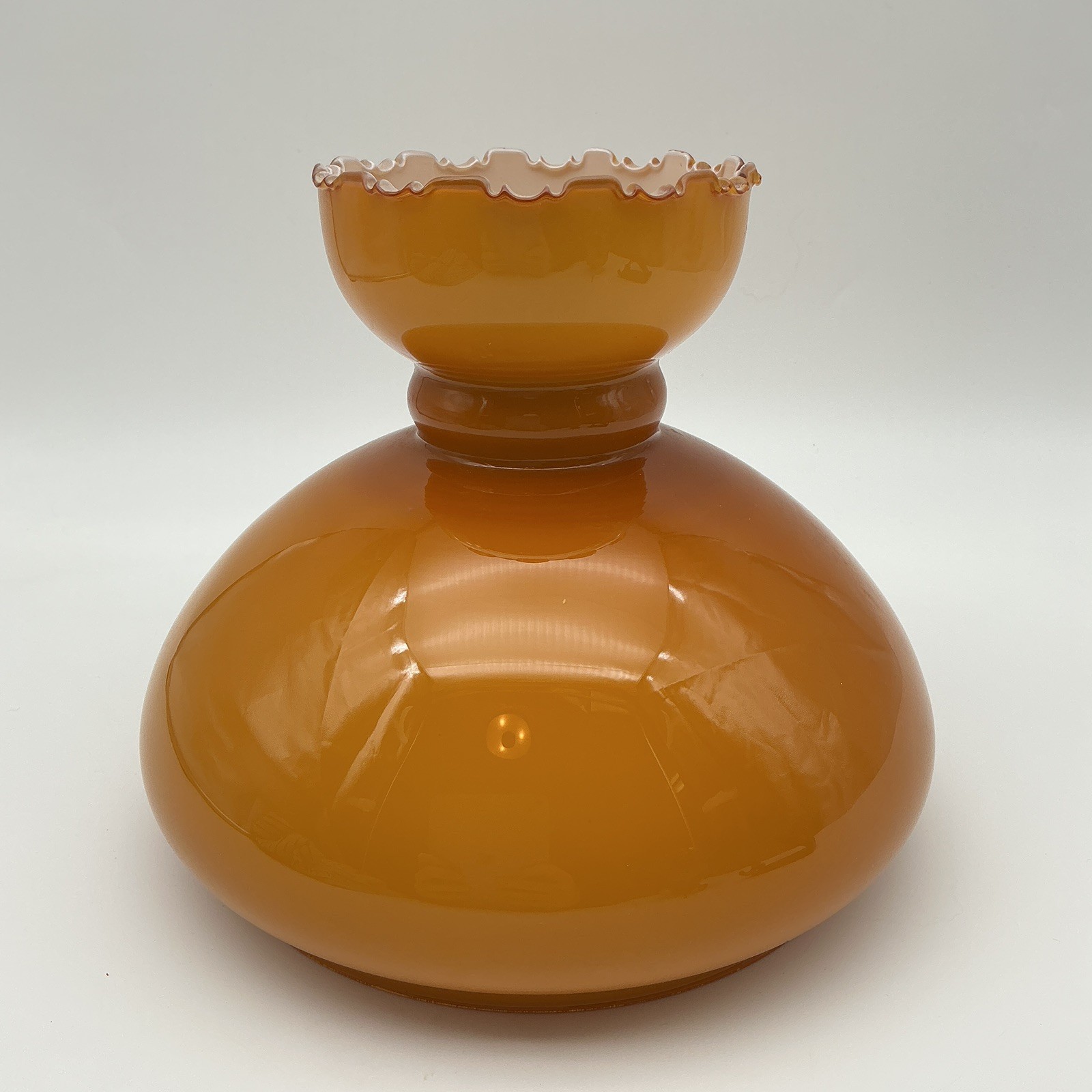 Vintage Mustard Oil Lamp Shade Frilled Top Diameter Rim 19.5cm