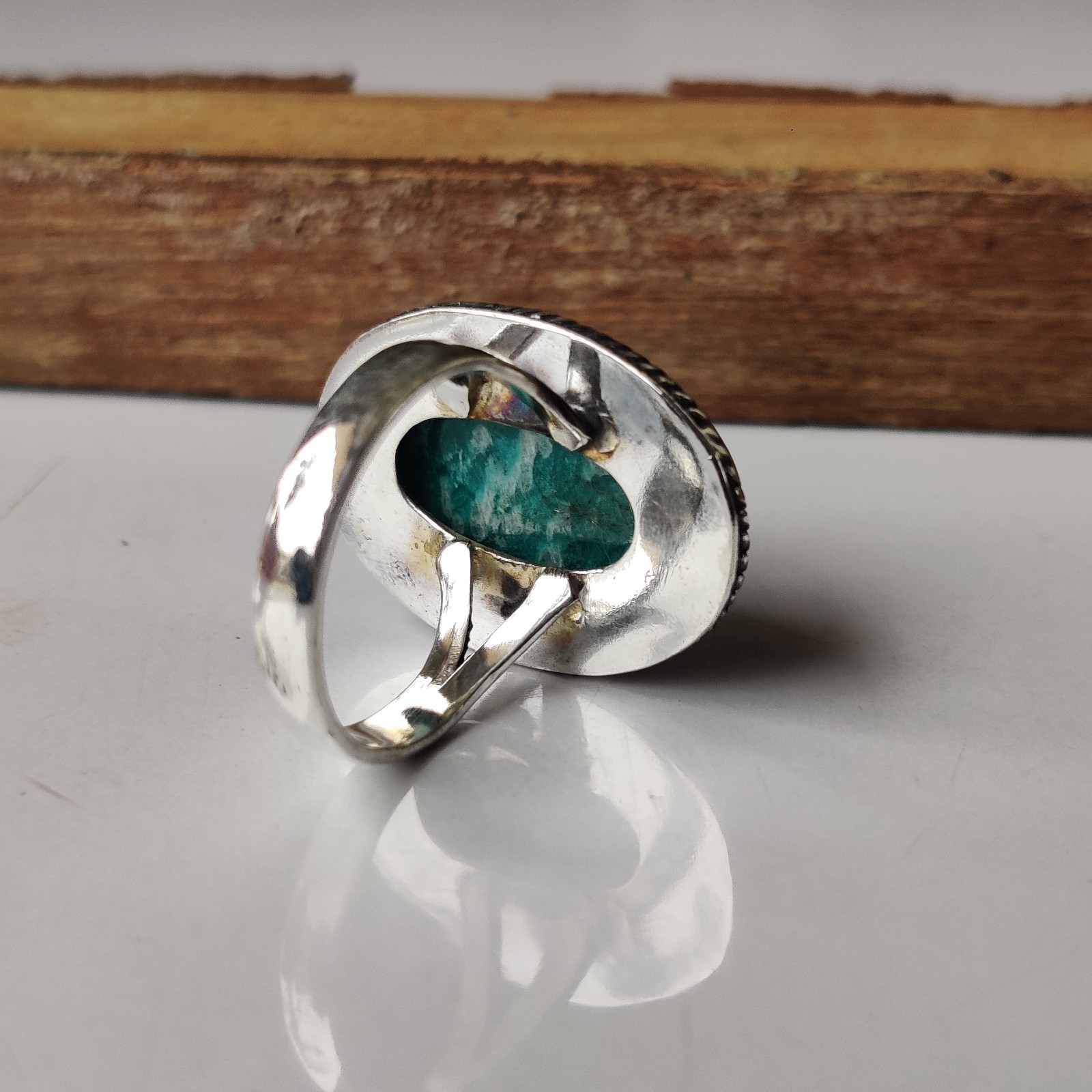 Amazonite Gemstone Ring Solid 925 Sterling Silver Statement Ring Size 7 BT1286