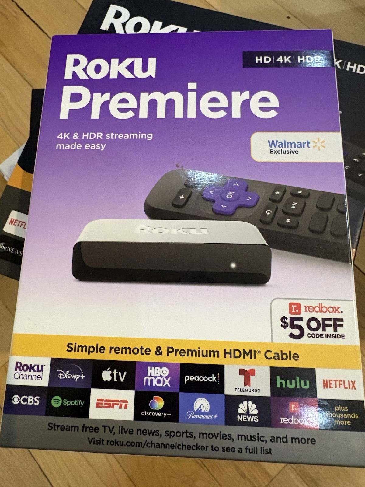 Roku Premiere 4K HDR Streaming Media Player with HDMI Cable & Remote - SEALED