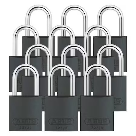 Abus 72/30 Ka X 12 Lockout Padlock, Keyed Alike, Aluminum, Black, 1 In Shackle