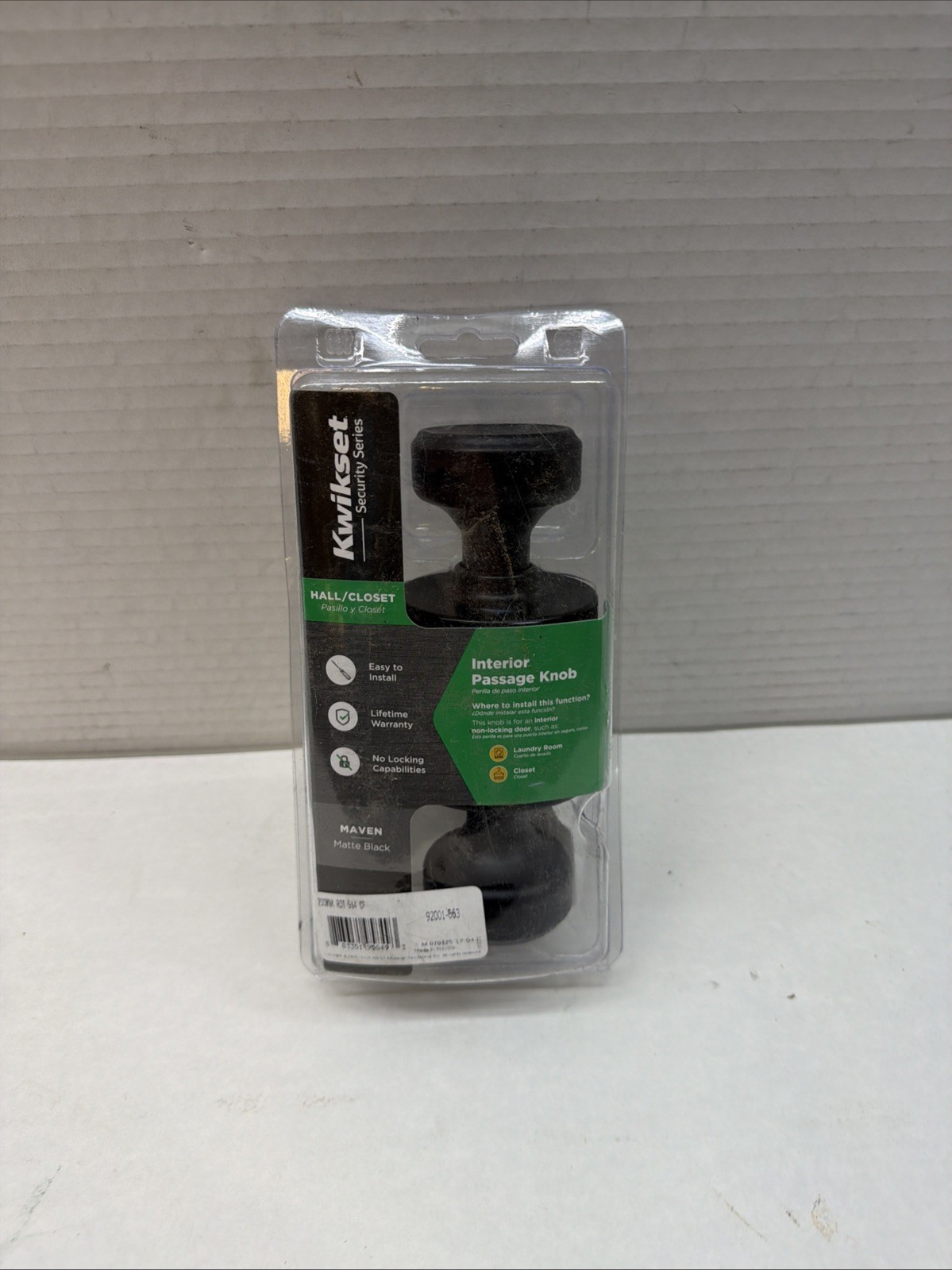 Kwikset Maven Matte Black Hall/Closet Round Door Knob