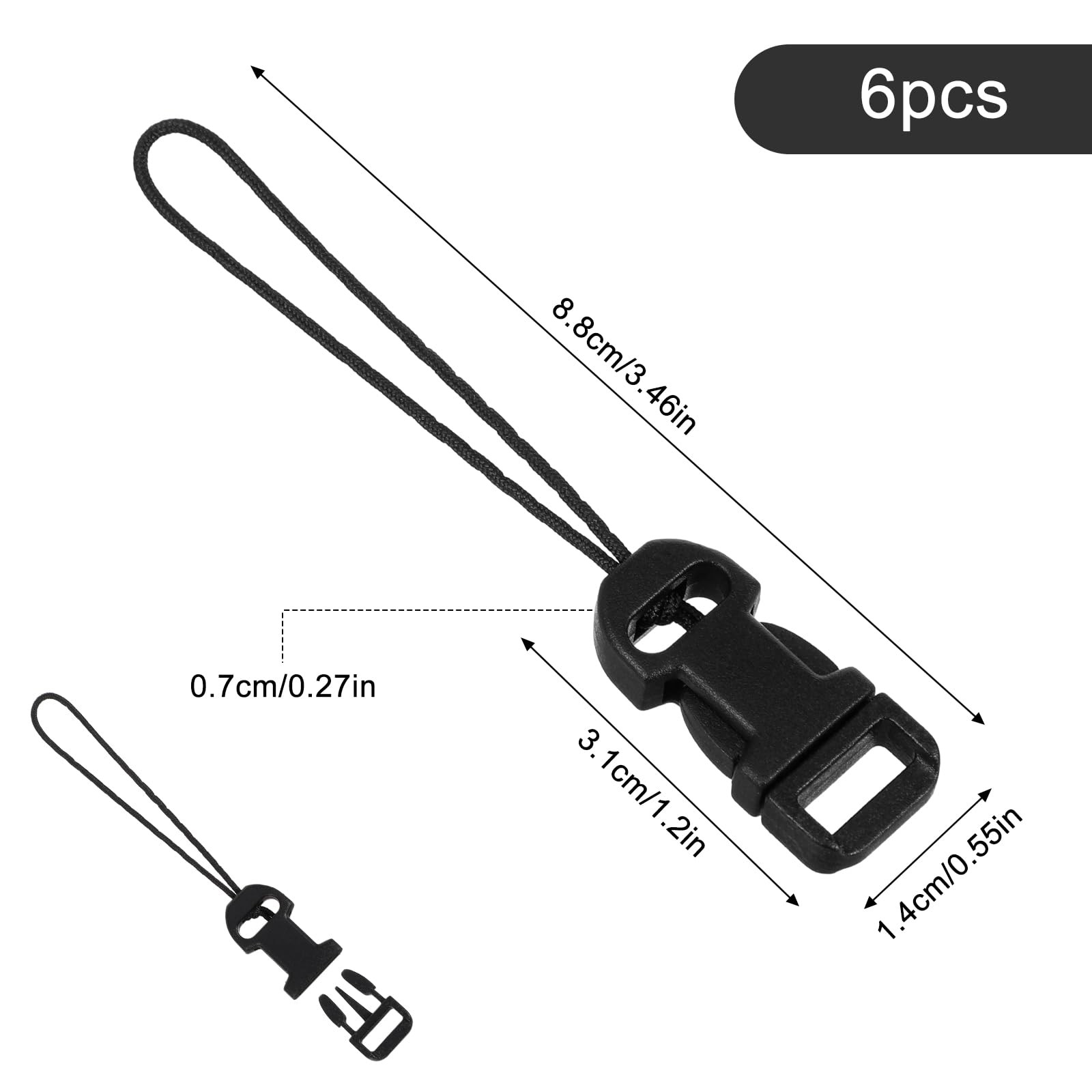 6 Pcs Black Quick Release Camera Strap QD Loop Connectors Attachment Set