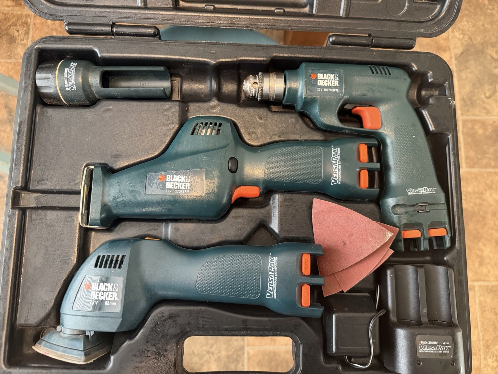 BLACK+DECKER VersaPak Drill Sander Flashlight Battery 7.2V 12V Green