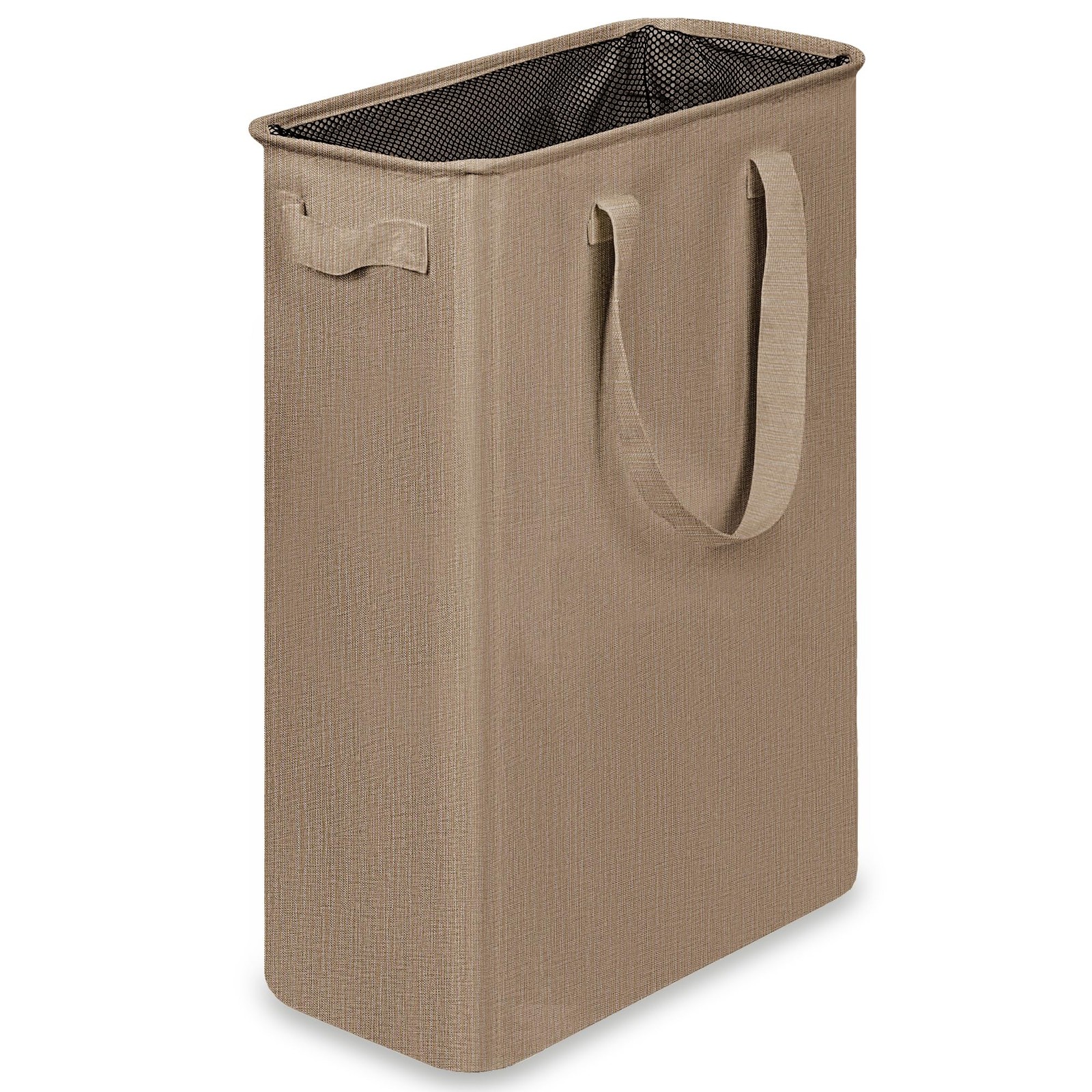 efluky Slim Laundry Basket, Narrow Hamper 48L without Lid, Flax Brown