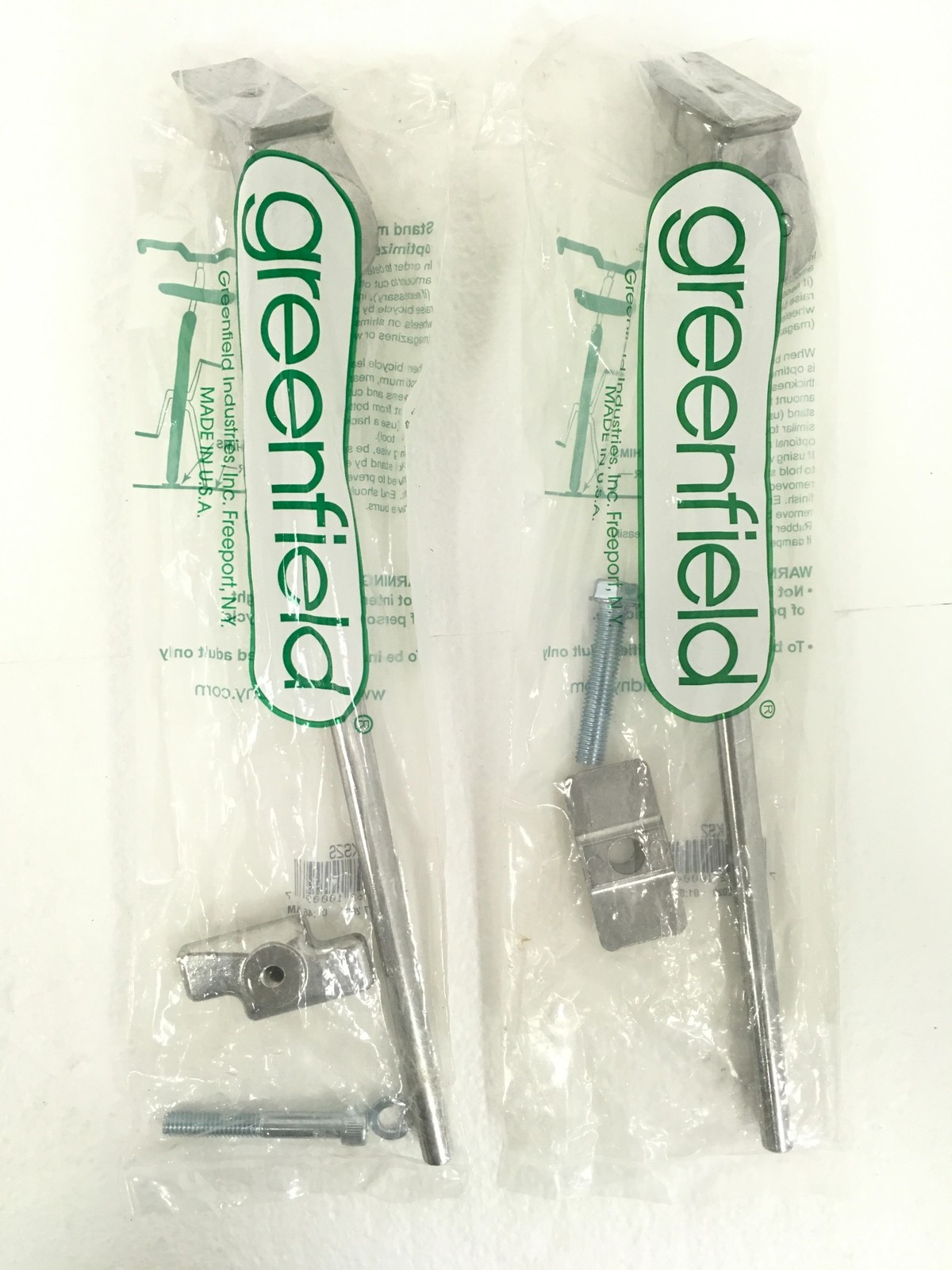 Lot of 2x Greenfield KS2 Alloy Bicycle Kickstands Silver Chrome FREE SHIPPING