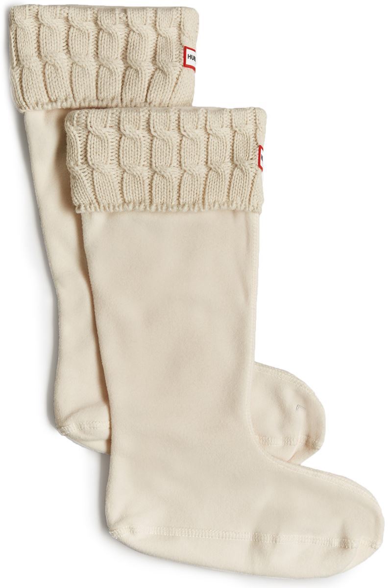 Hunter 6Stitch Cable Warm Pull On Tall Unisex Boot Socks In White