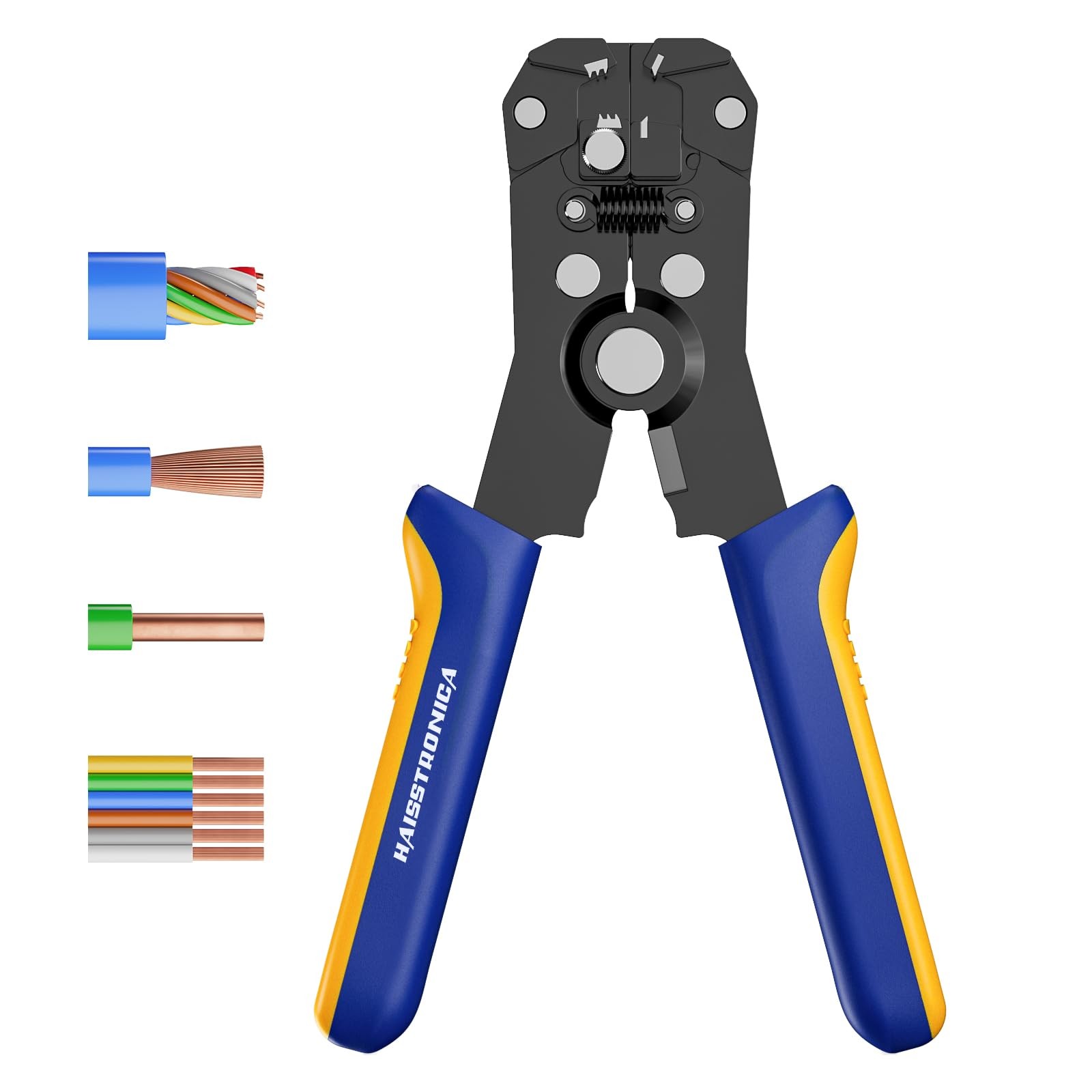 haisstronica Self-Adjusting Wire Automatic Stripper, Blue and Yellow