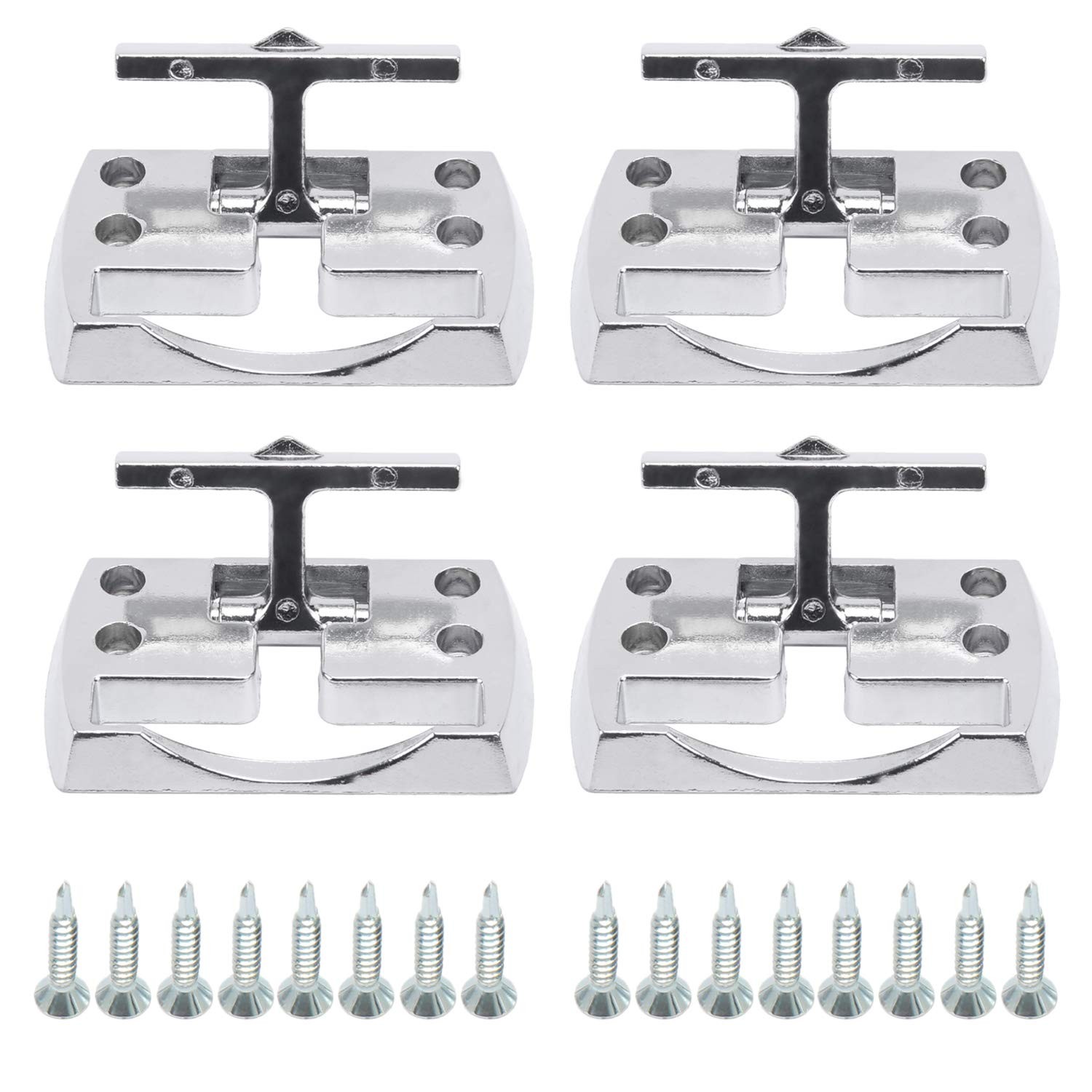 4 Pack Chrome Fold Away Rope Hook with Mounting Screws | Boat, Truck Use
