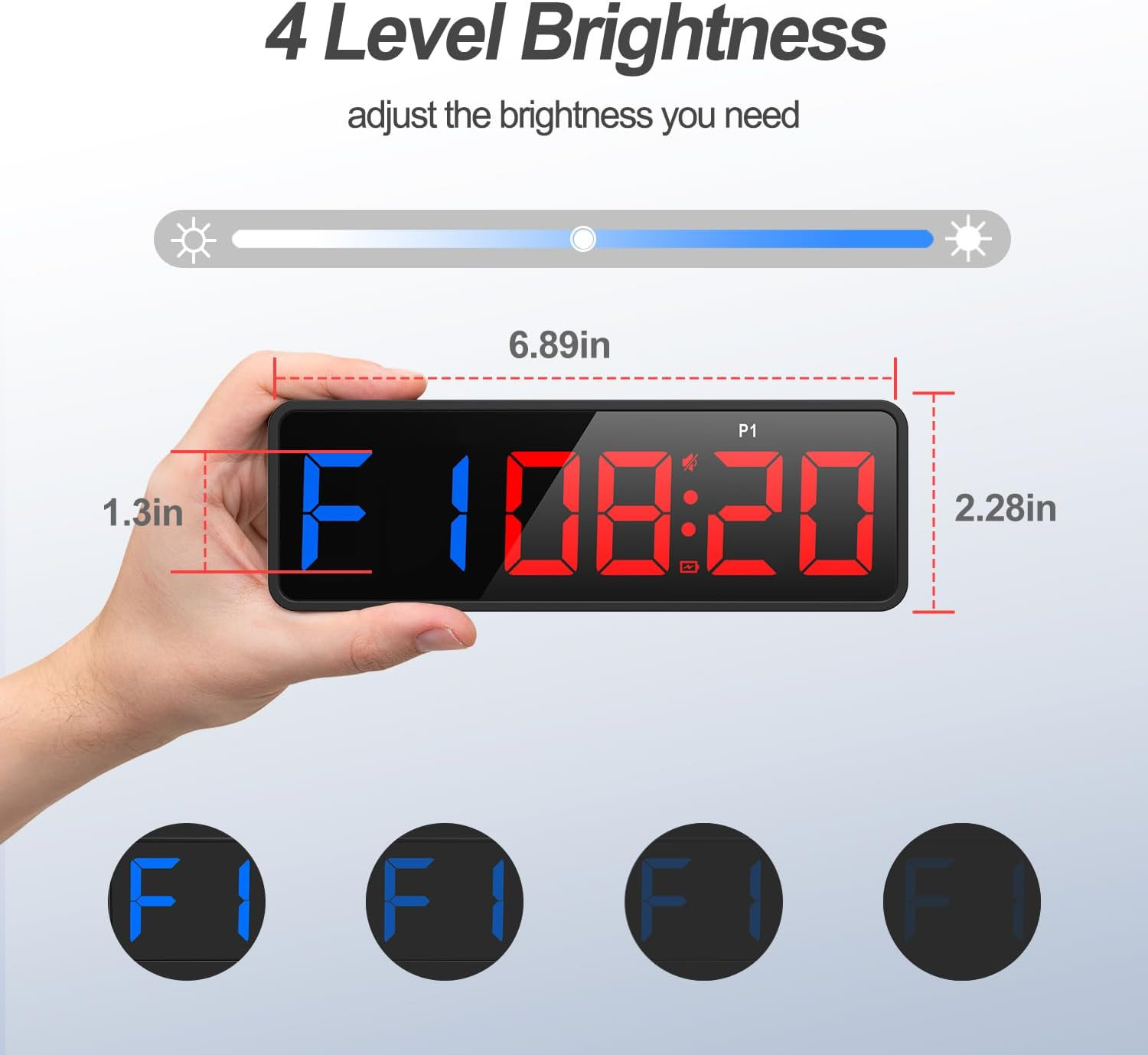 Small Portable Gym Timer Clock, Strong Magnet, Workout Interval Timer with Power