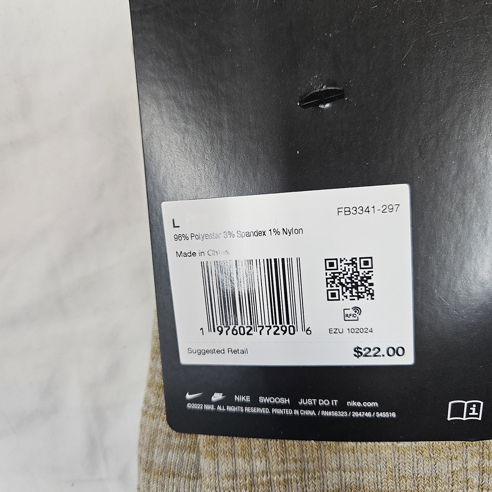 Nike ACG Outdoor Cushioned Crew Socks Beige FB3341-297 Men's Size Large