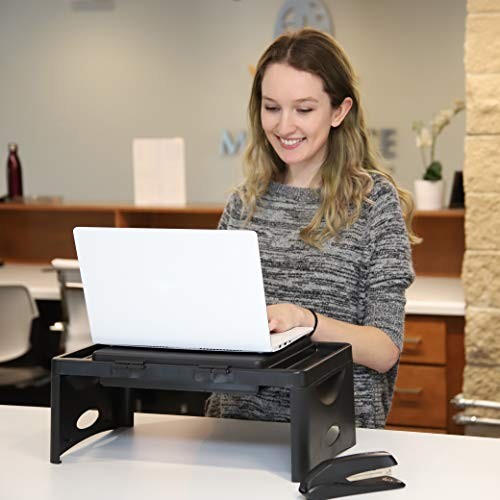 Foldable Lap Desk - 9.75x12 In - Plastic - 2 Accessory Pockets & Black