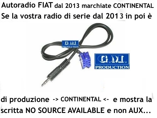 Câble Aux MP3 Ipod Fiat Panda Punto No Source Disponible Radio Continental 1,4M