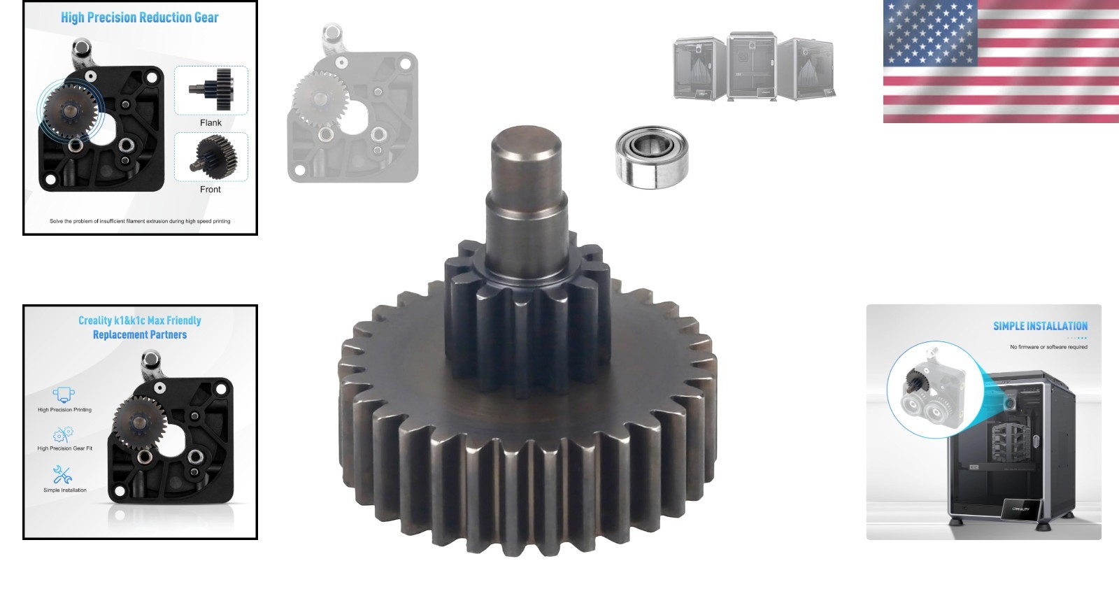 Upgrade K1C Extruder Gear - Full Metals for Enhanced 3D Printing Performance